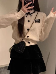 Preppy Style Sweet New Two Piece Set Women Vintage Elegant Knitted Skirt Suit Female Korean Fashion Casual Chic Set 2024 Winter