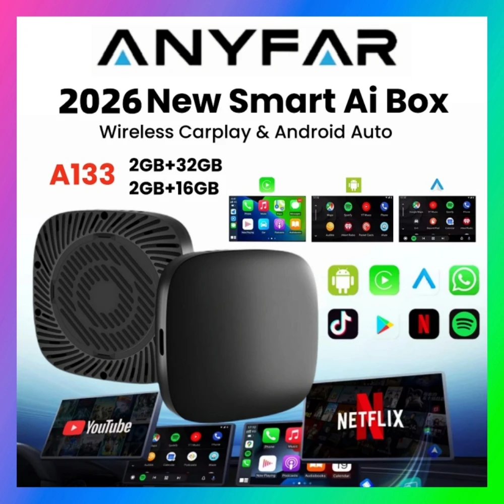 Adaptador sem fio Carplay Android Auto para Android 13 Car AI Box, compatível com Youtube, Netflix e Universal TV Box, Plug and Play.