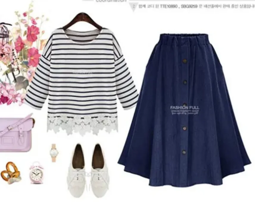 Moda urbana coreana, faldas vaqueras con un solo botón en el pecho, falda vaquera larga de talla grande para primavera, saias femeninas elegantes, jupe femme