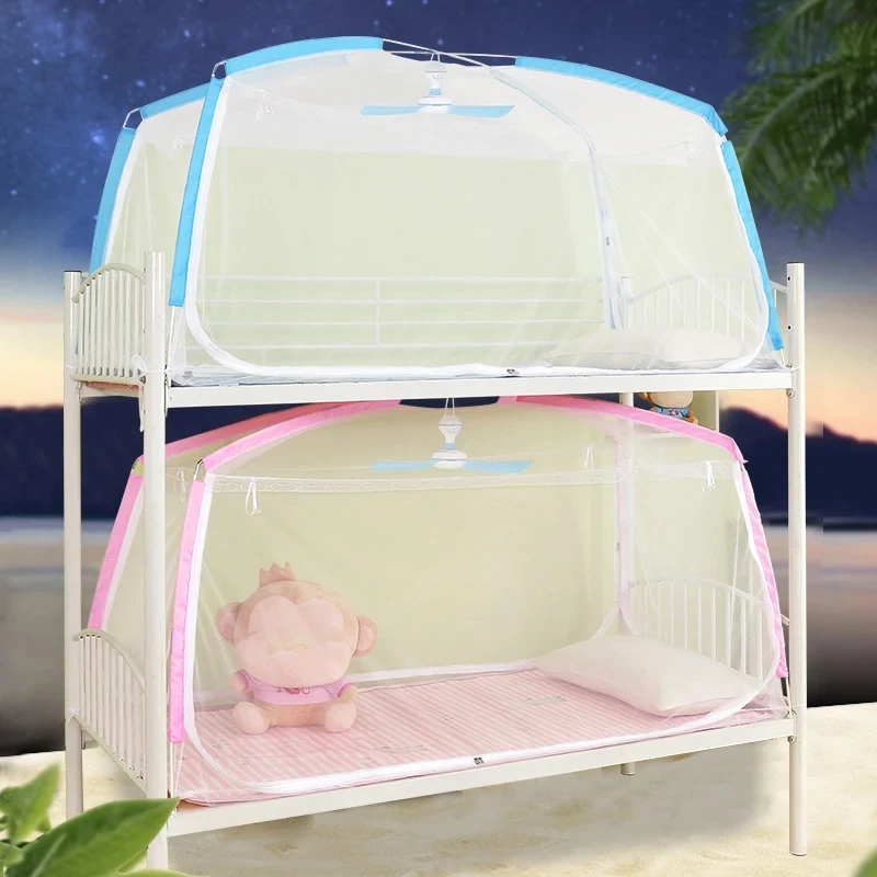 Large Space Foldable Yurt Mosquito Net Three Doors Summer Children's Bed Mosquito Net Full Bottom Single Bed Mosquito Net