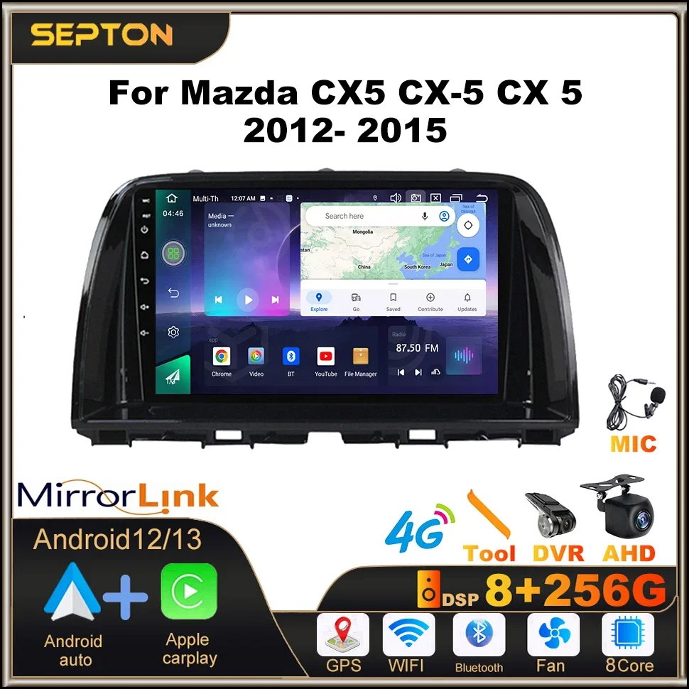 SEPTON Android Car Radio for Mazda CX5 CX-5 CX 5 2012- 2015 Multimedia Wireless CarPlay Navi GPS WIFI 4G Net Head Unit Player