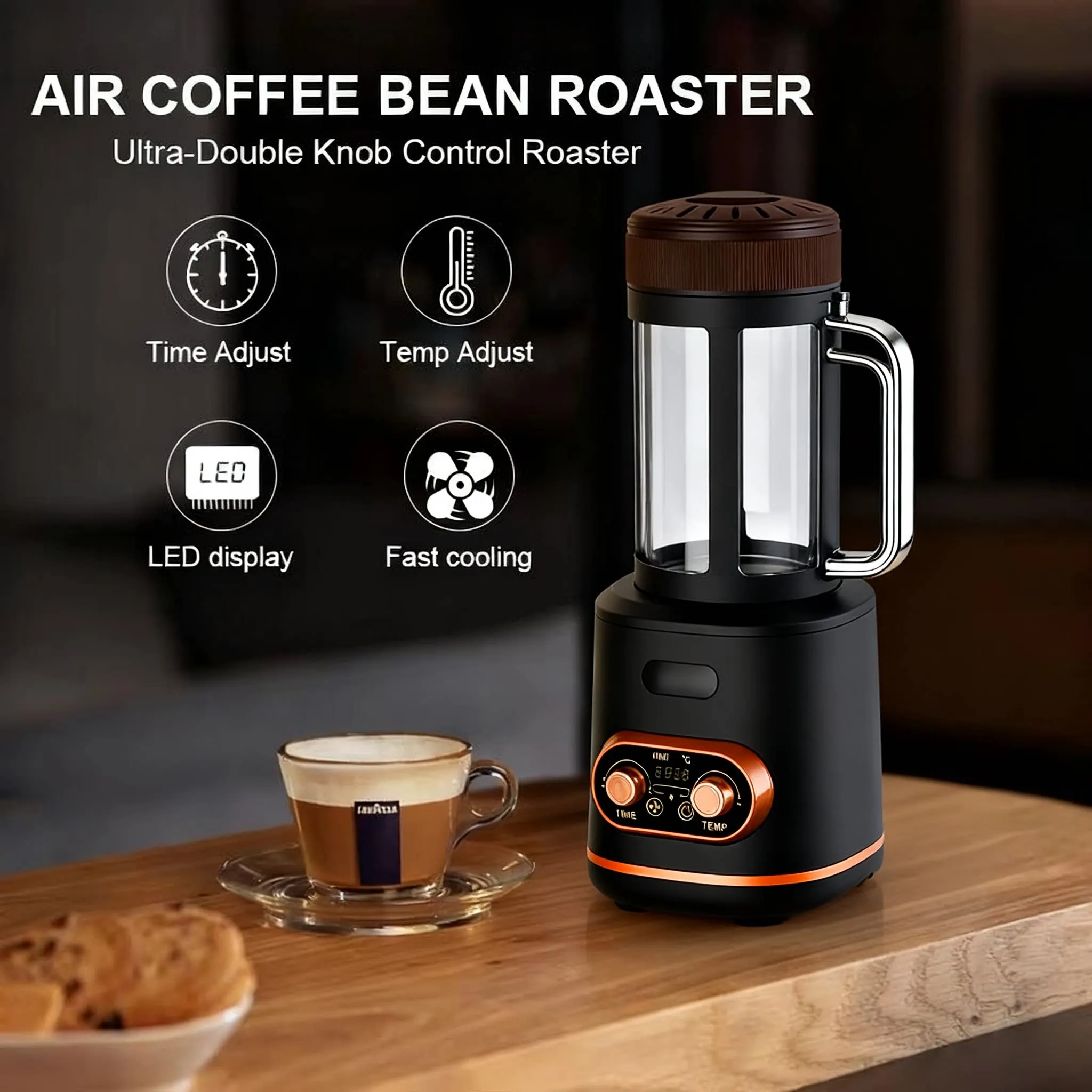 220V Electric Coffee Bean Roaster Baking Machine With Temperature Control And Timing Function Automatic Cooling 300g Capacity