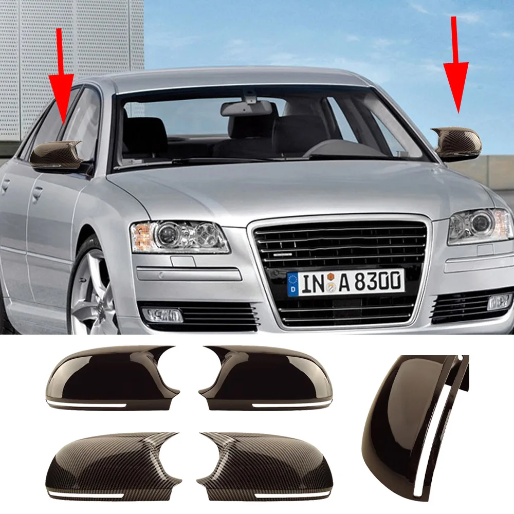 ABS Gloosy Black OX Horn Styling Car Mirror Cover Car Rearview Mirror Caps For Audi A8 S8 D3 Quattro 2008 2009 2010 Accessories