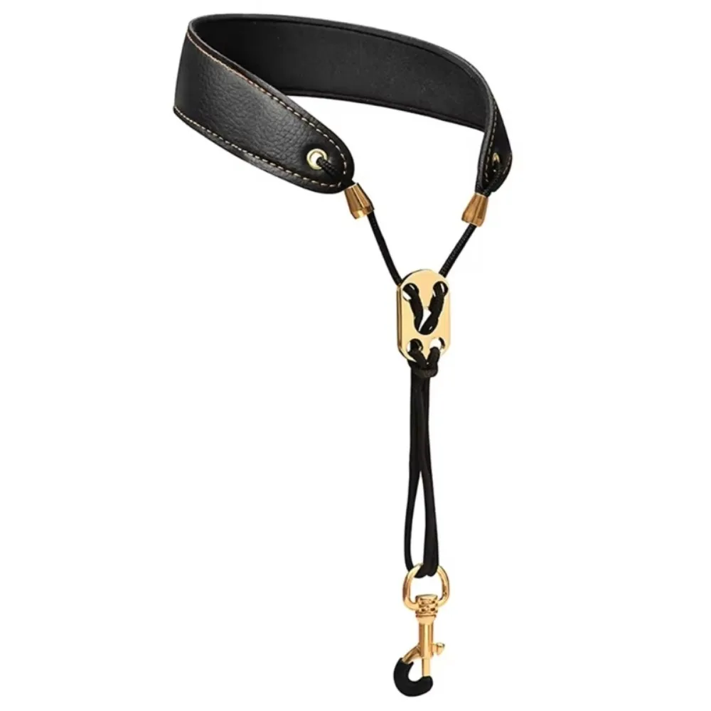 Sturdy Adjustable Saxophone Neck Strap PU Leather Metal Hook Sax Shoulder Harness Comfortable Thick Clarinet Neck Band Children