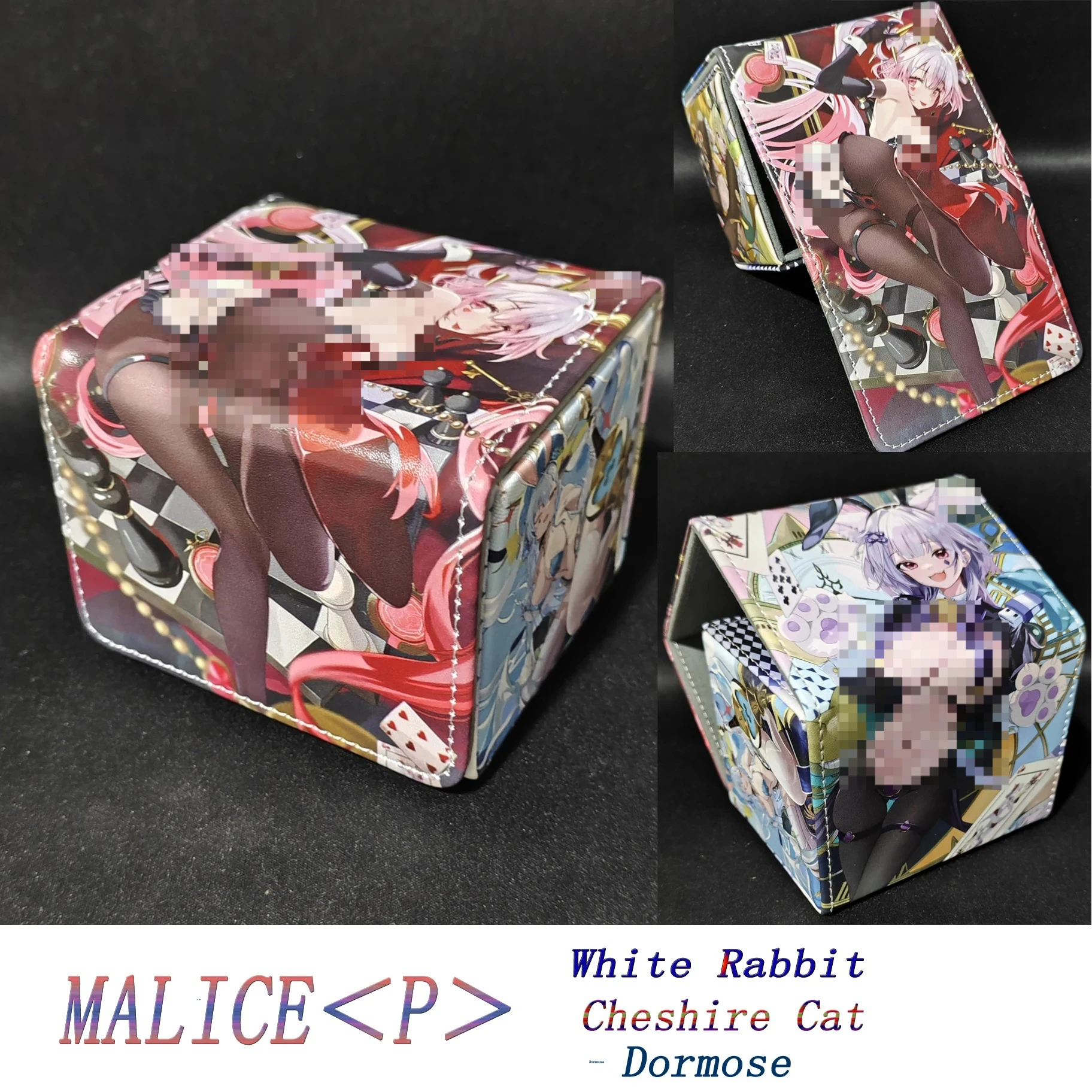 Yugioh M∀LICE＜P＞White Rabbit Dormouse Cheshire Cat Deck Box Yu-Gi-Oh! Maliss OCG Trading Cards Pu Leather Collection Box 100+
