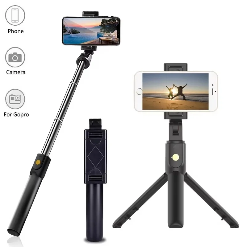 Wireless Bluetooth Selfie Stick Foldable Tripod Portable Cell Phone Extendable Tripods For iPhone Xiaomi Huawei Phone Video Live