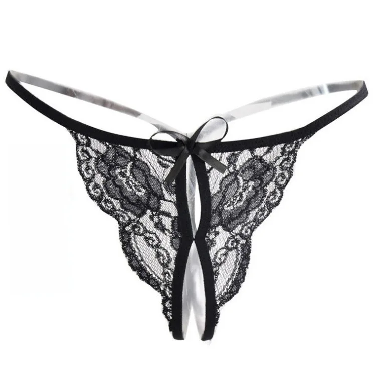 Tanga Sexy de Encaje con Lazo para Mujer, Transparente, Fácil de Desprender, Lencería Erótica para el Dormitorio, Luna de Miel, Citas