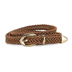 Fashion Women's Thin Waistband Korean Version Weaving Needle Buckle Detachable Belt Candy Color Paired With Dress Waistband