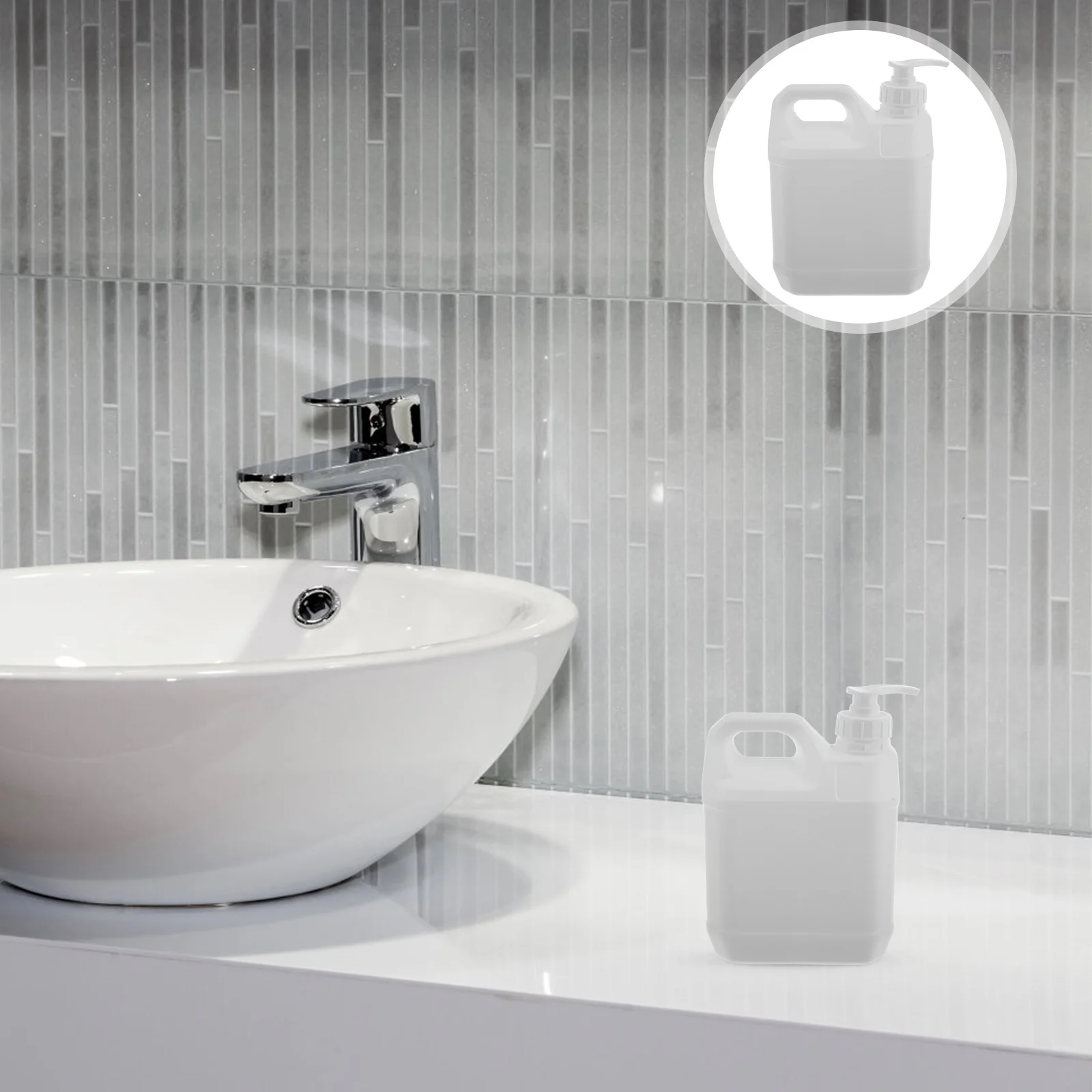 

2L White Plastic Jar Containers Square Storage Jug With Pump Lid Reusable Laundry Soap Dispenser Home Travel Use Shower Gel