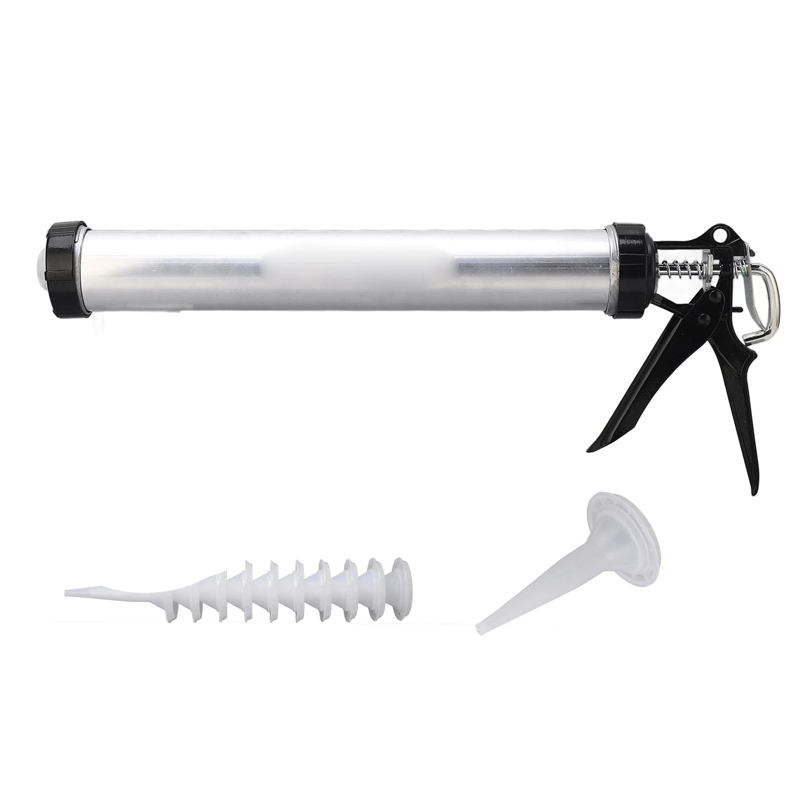 Aluminum Tube Silicone Caulking Gun 600ml Caulk Tool with 10 Nozzles