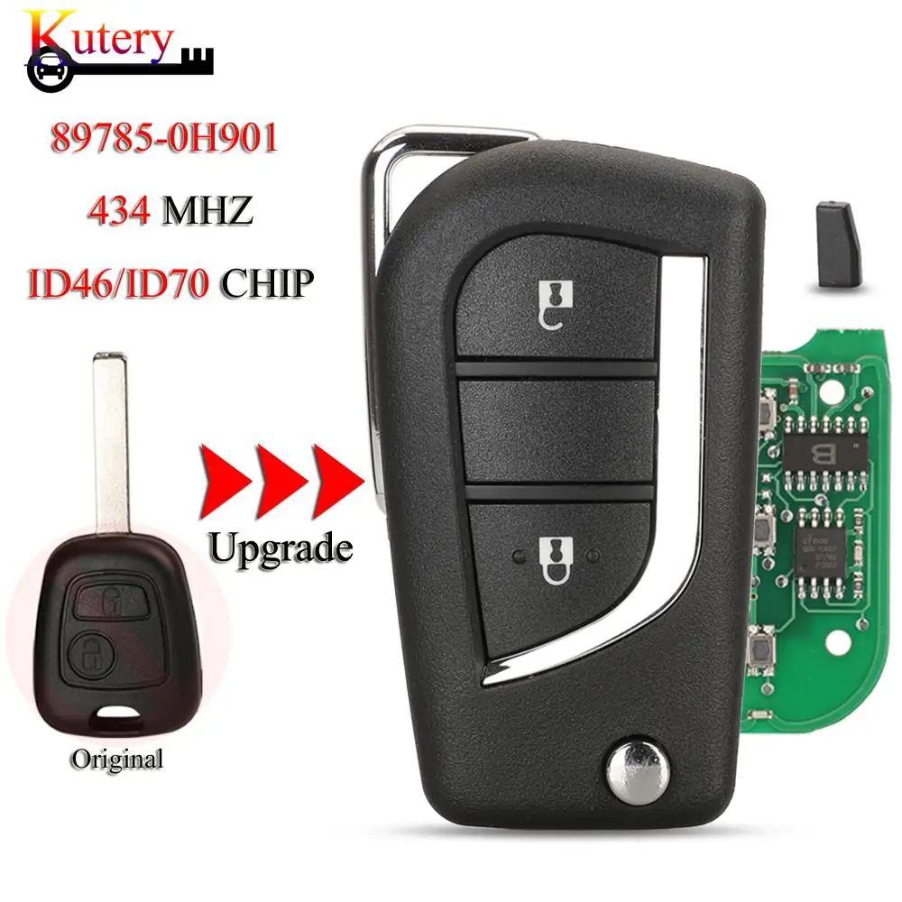 jingyuqin 89785-0H901 Upgrade Remote Smart Car Key For Toyota Aygo Peugeot 106 107 Citroen C1 2005-2014 434Mhz ID46/ID70 Chip