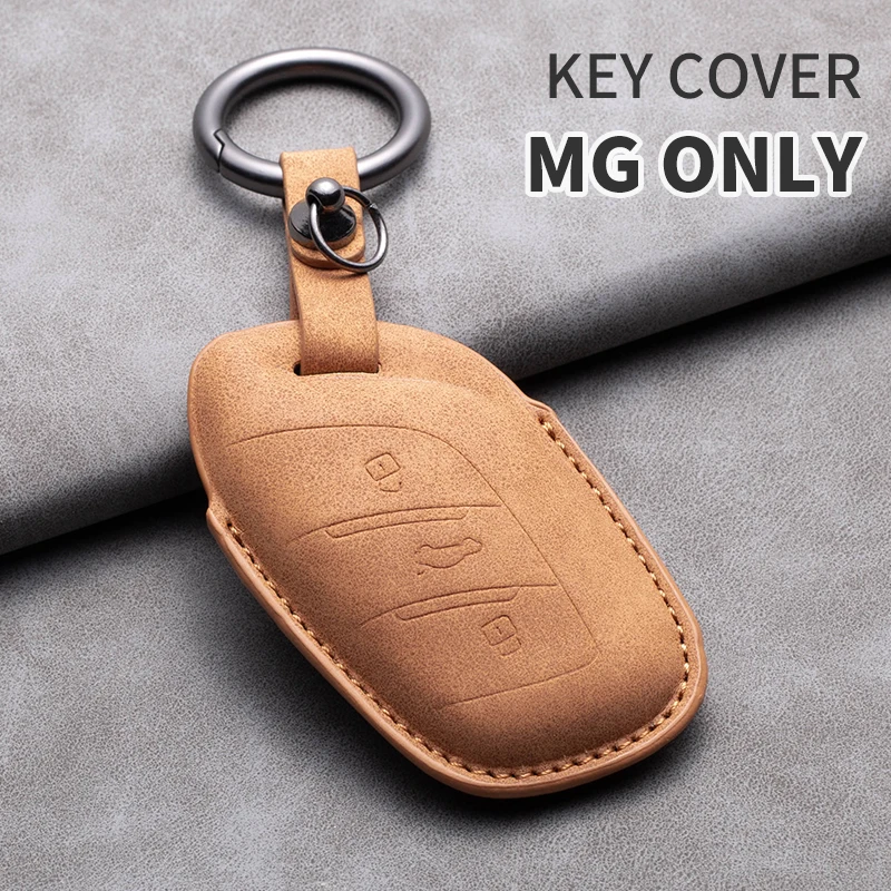 PU Leather Car Smart Remote Key Case Cover Bag Shell Holder Protector For MG ZS EV MG6 EZS HS EHS 2019 2020 Keychain Accessories