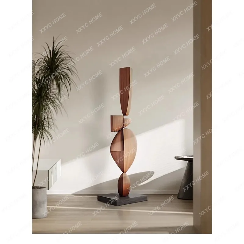 XX Hotel Living Room Entrance Abstract Wood Carving Floor Ornaments Sales Office Soft Decoration Sculpture Art Installation