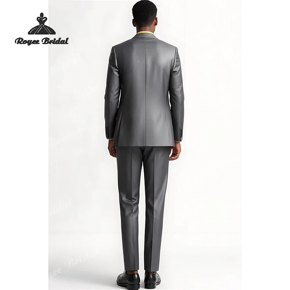 Zilvergrijs tweedelig herenpak met enkele rij knopen Bruiloft 2026 Piek revers avondpak Aangepaste trajes para hombre