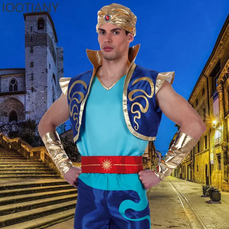 CosplayHalloween Fashion New Arab King Costume Aladdin Magic Lamp Prince Carnival Party Adult Men And Boys Stage Performance Cos