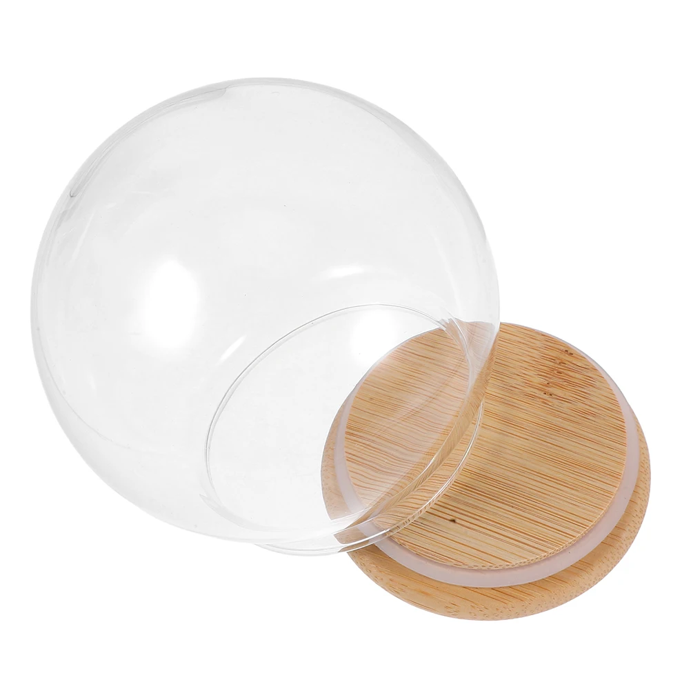 

Clear Glass Dome Cloche Dustproof Transparent Display Globe 13cm Wood Base Preserved Flower Cover Home Decor Display Stand