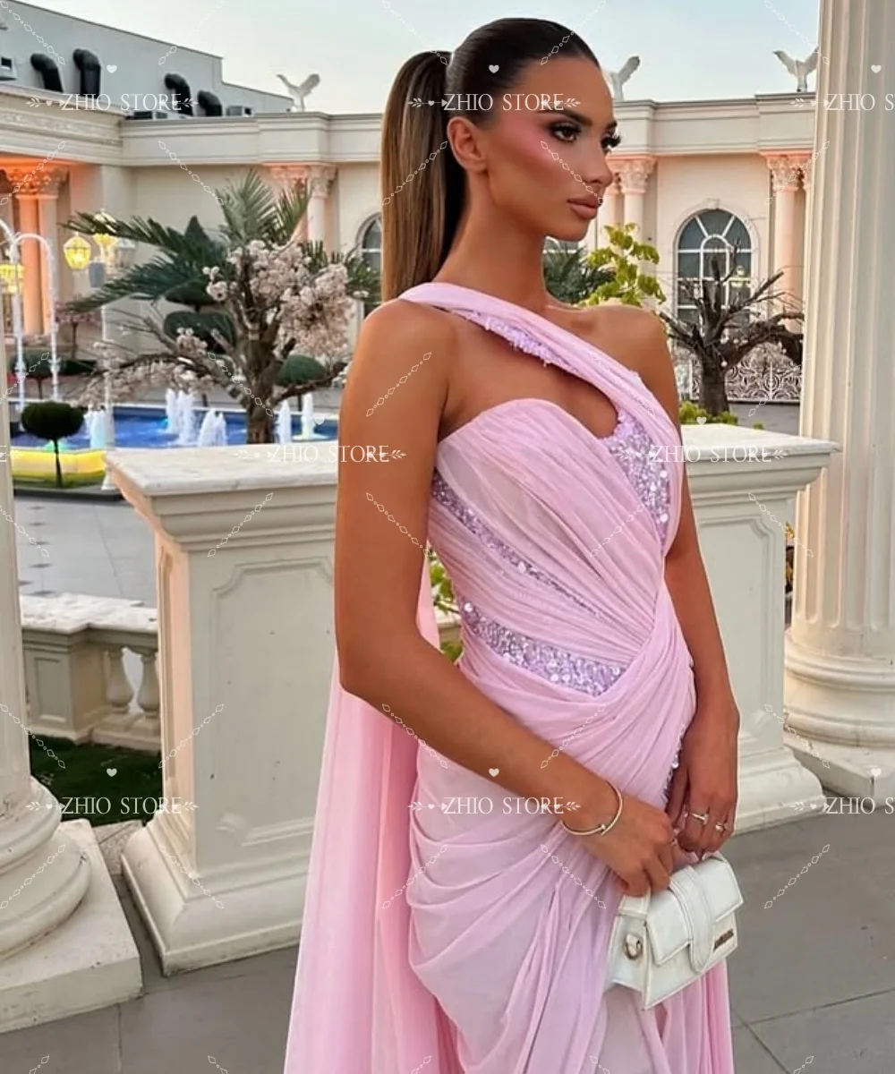 فساتين سهرة نسائية بحورية البحر رشيقة من ZHIO فساتين حفلات مطرزة مشد مخصص بكتف واحد بدون أكمام فيستدوس أنيقة