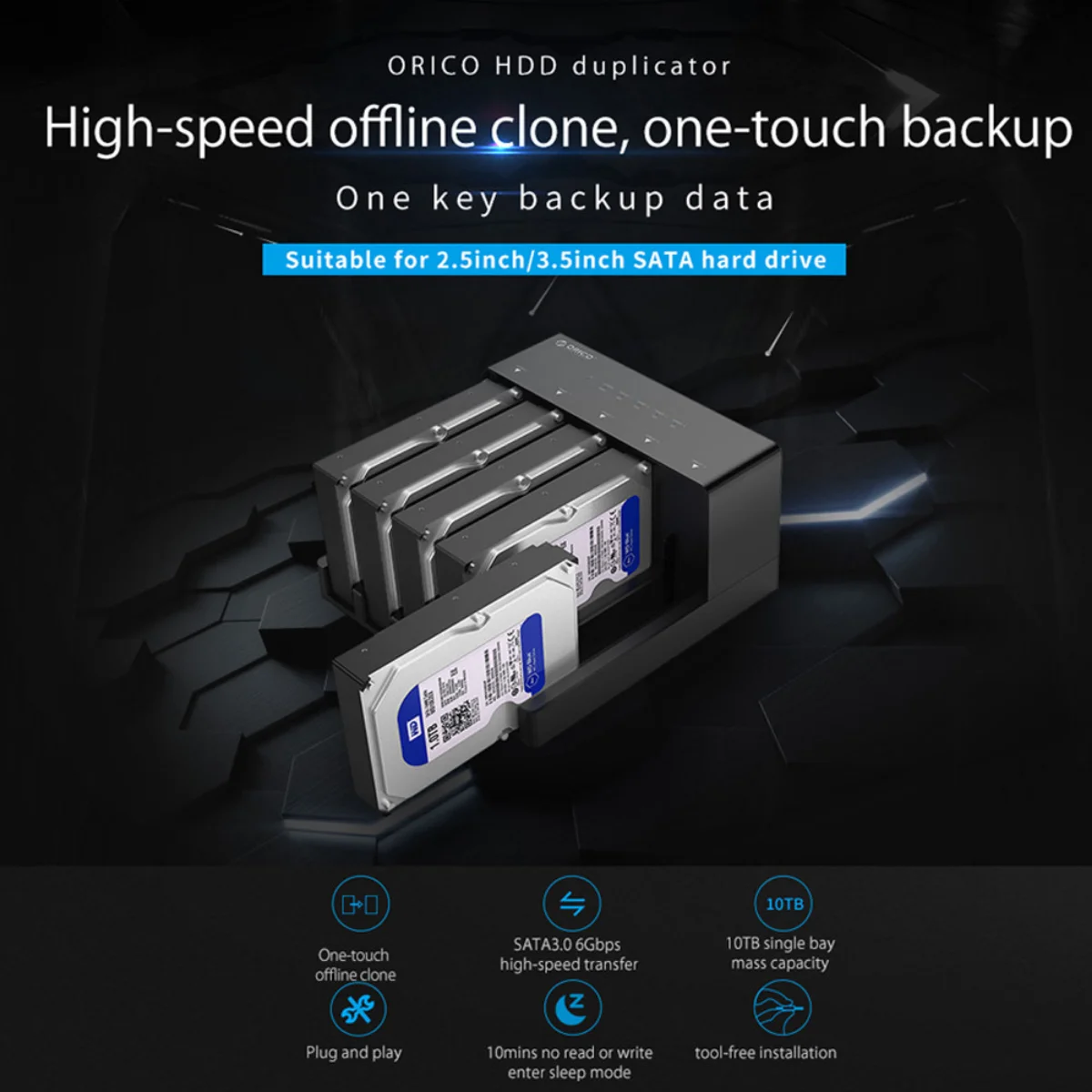 ORICO Docking Station HDD 2/5 Bay dengan Kloning Offline SATA ke USB3.0 untuk Hard Drive SSD/HDD 2.5 inci dan 3.5 inci