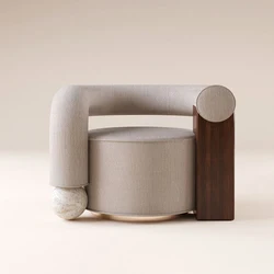 Modern Creative Retro Solid Wood Marble Mosaic Building Blocks Leisure Chair Designer Color Sofa