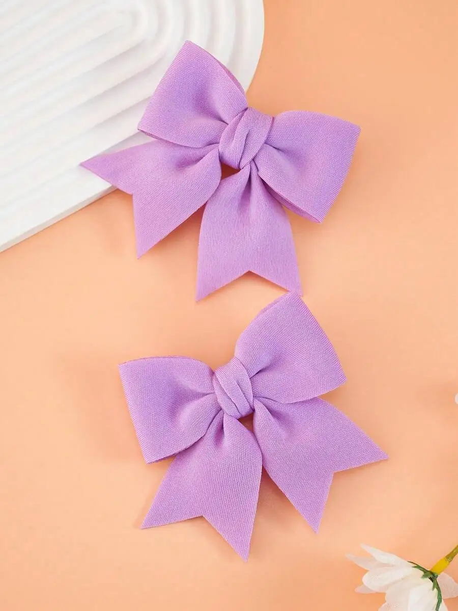 

2pcs Lavender Bow Hair Clips For Women Fashion Accessory