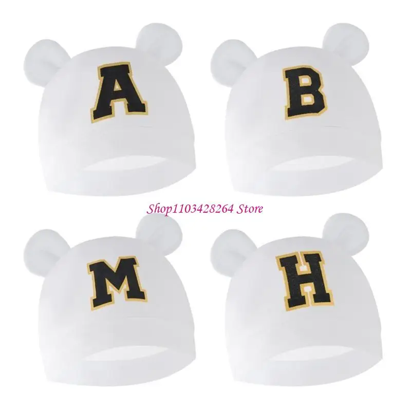 

Letter Printed Baby Cotton Hat Newborns Nursery Hospital Hat Bear Ear Hats Autumn Winter Breathable Baby Hat