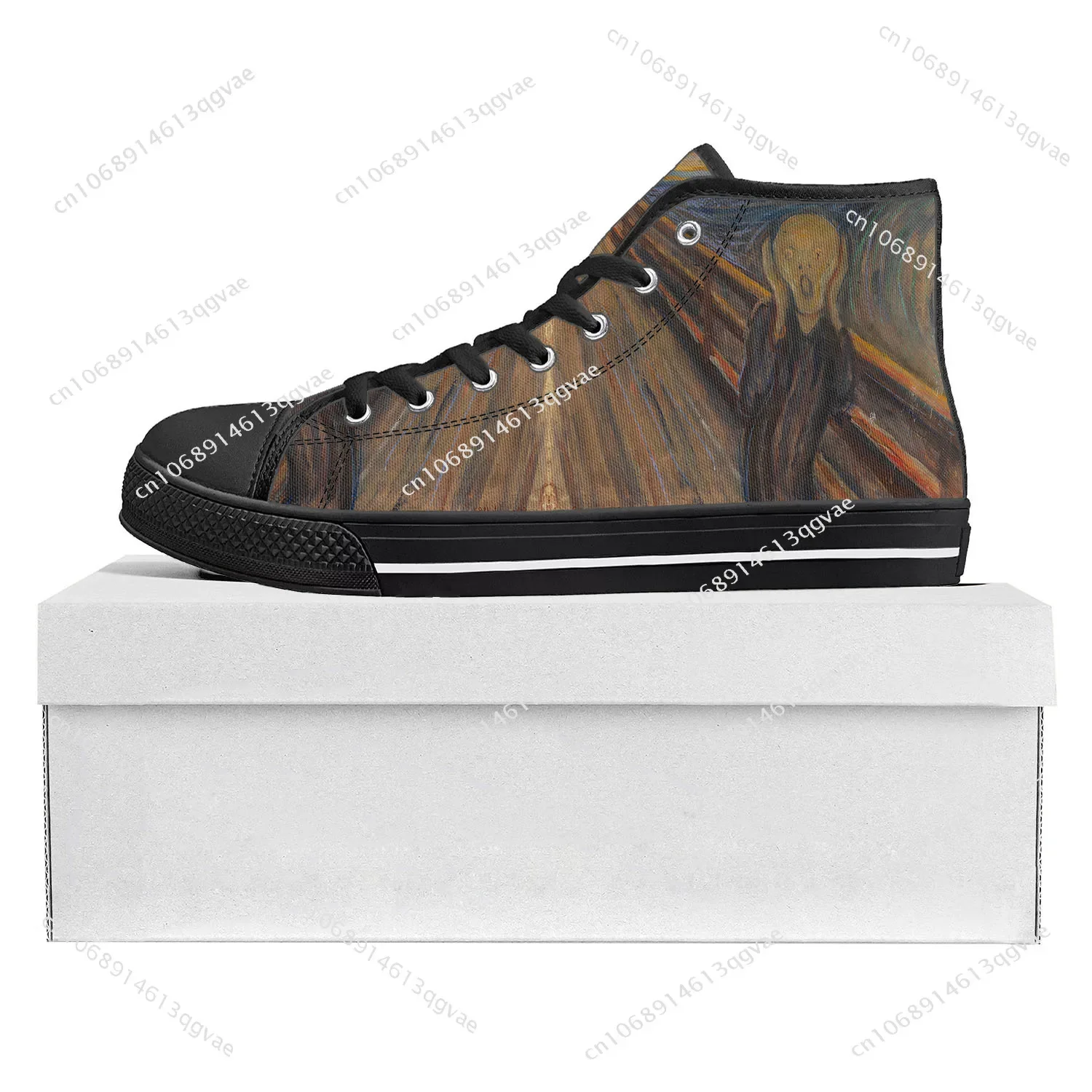 

Edvard Munch Oil Painting The Scream High Top High Quality Sneakers Mens Womens Teenager Canvas Sneaker Couple Shoes Custom Shoe