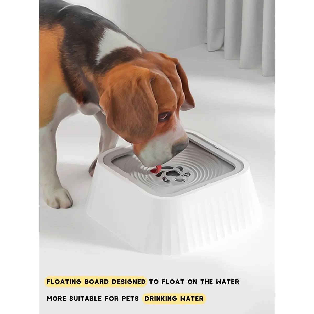 Water Fountain with Floating Plates No Spill Dog Water Bowl Clean Drinking Slow Feeder Anti-Splash Pet for Pet Grey