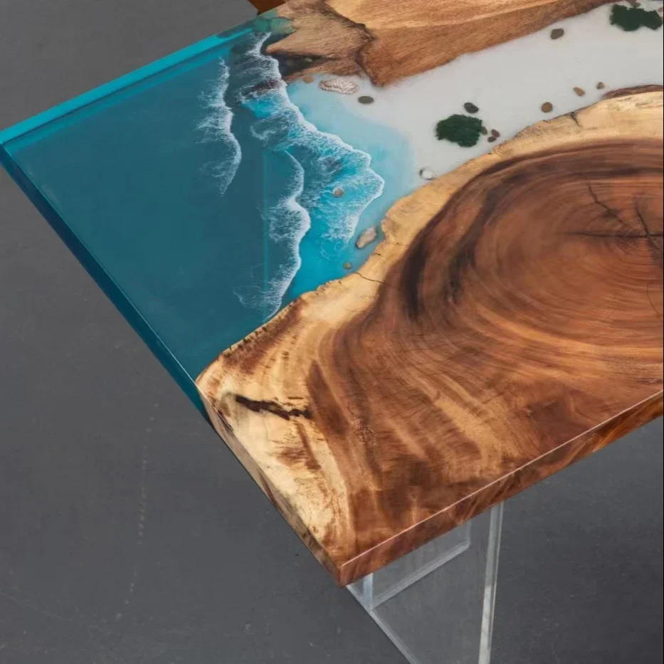 Prachtige Kunst Massief Hout Walnoothars Riviertafel Dineren