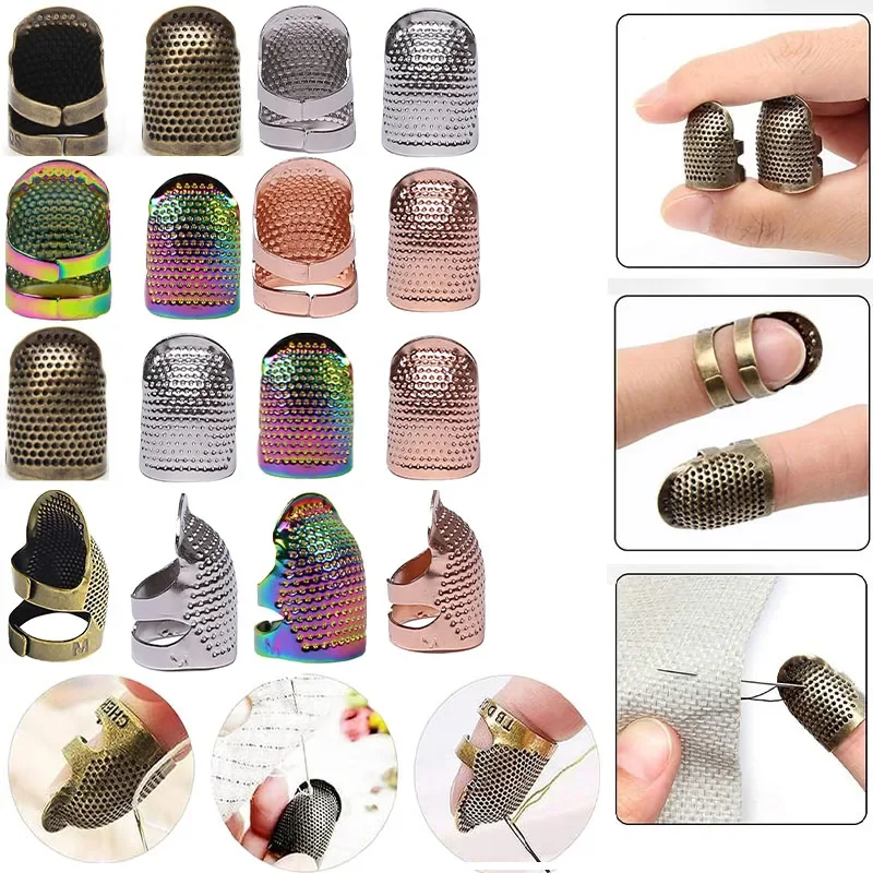 Retro Finger Protector Adjustable Antique Thimble Hand Sewing Needle Thimble Ring Craft DIY Household Sewing Tools Accessories