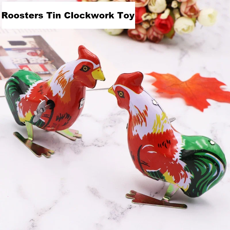 

70 80 After Retro Classic Nostalgic Toys Winding Clockwork Toy Simulation Tin Rooster Funny Tin Bouncing Rooster Children's Toys