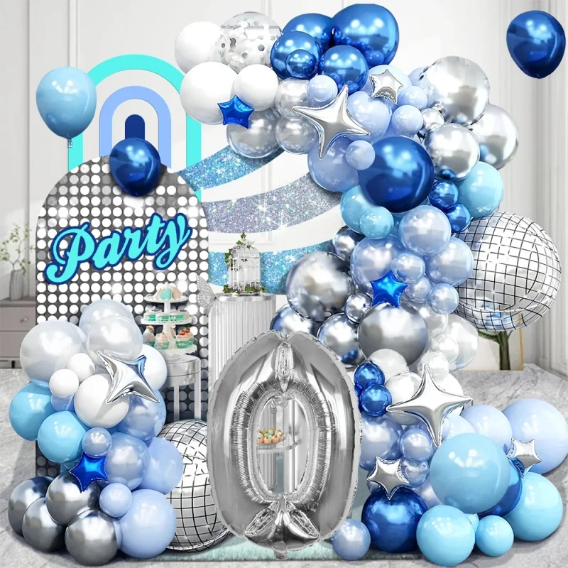

Silver-Blue 32-inch Digital Balloon Birthday Party Wreath Arch Set Birthday Theme Latex Balloon Birthday Party Decoration