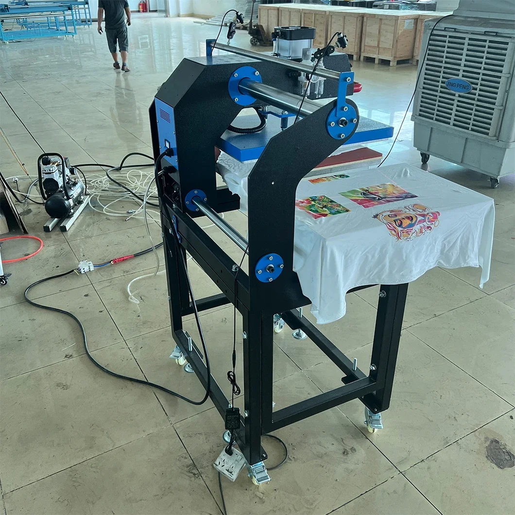 Automatic Pneumatic Sliding Double Station Heat Machine ForClothing Industry  Patterns  Flocking Foam T-shirts Hats Shoes