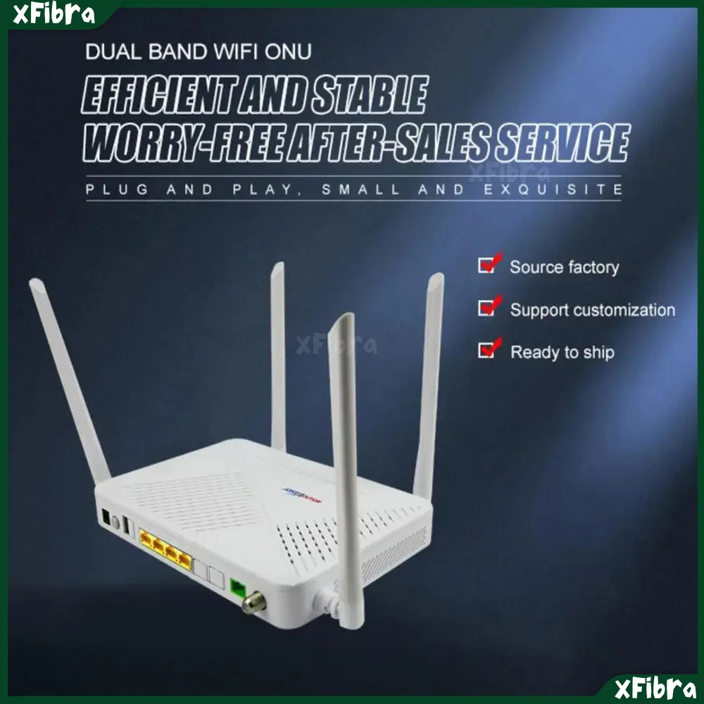 XPON ONU GEPON ثنائي النطاق WIFI 2.4G/5.8G Multi-SSID، CATV RF OUT 4x1G منافذ TR069 IPv4/IPv6 FTTH معدات الألياف البصرية #1