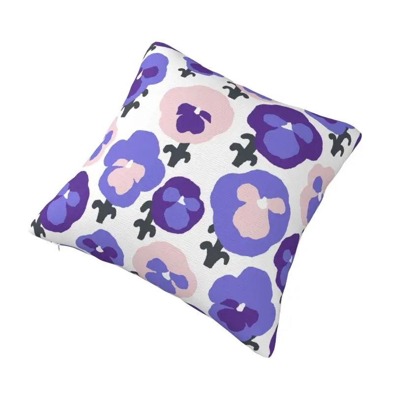 Custom Colorful Pansy Flowers Pattern Blue Throw Pillowcase Modern Cushion Cover Soft Pillowcase