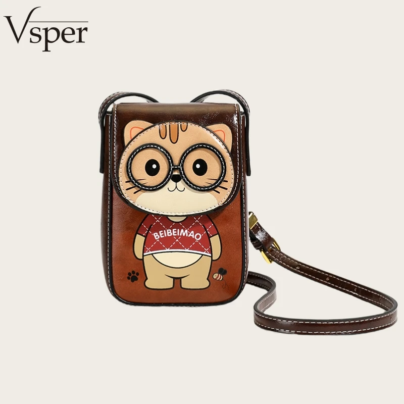 Vsper Branded Cute Bear Printed Phone Bags For Women 2026 New In Designer Cell Phone Pouch Casual Street Commuter Cross Body Bag