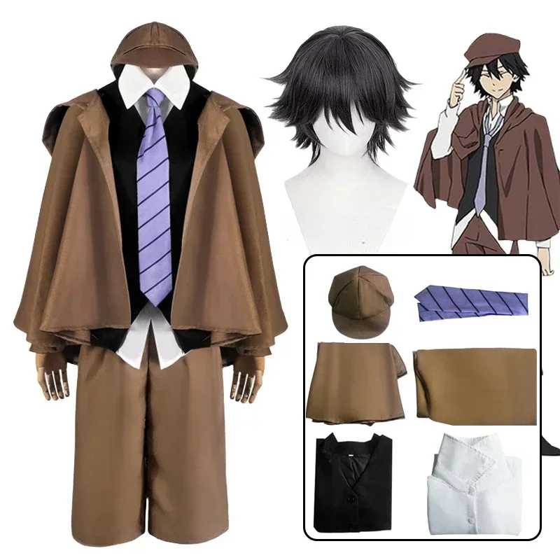 Edogawa Ranpo cosplay Bungo Stray Dogs  Costume Detective Uniform Suit Edogawa Rampo Outfits with Hat for Halloween Comic Con