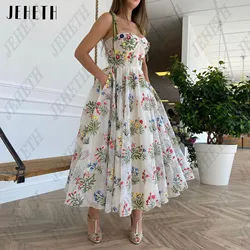 JEHETH Embroidery Lace Midi Prom Dress Sweetheart Spaghetti Straps A-Line Formal Party Gowns Pockets Vestido Festa Customized