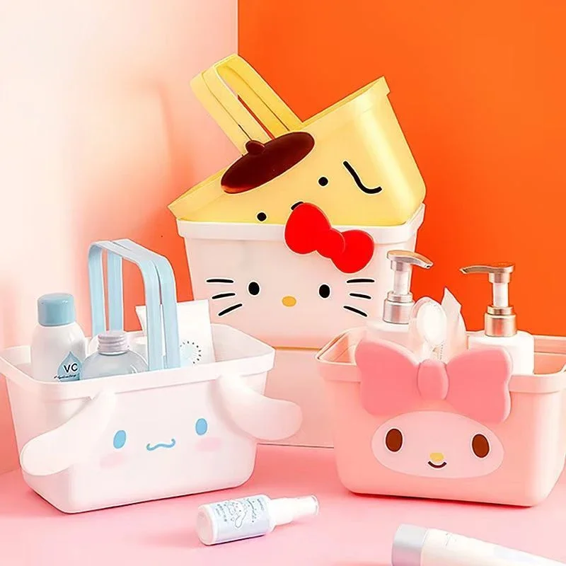 Miniso Hello Kitty Cute Cartoon Shopping Sundries Versatile Girlish Heart Snack Wash Up Fruit and Vegetable Storage Drain Basket