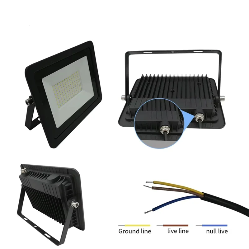 

ABKW-LED PIR Floodlights 50W AC220V Black Shell Waterproof Outdoor Induction Spotlight Outdoor Lighting Street Lamp Courtyard Li