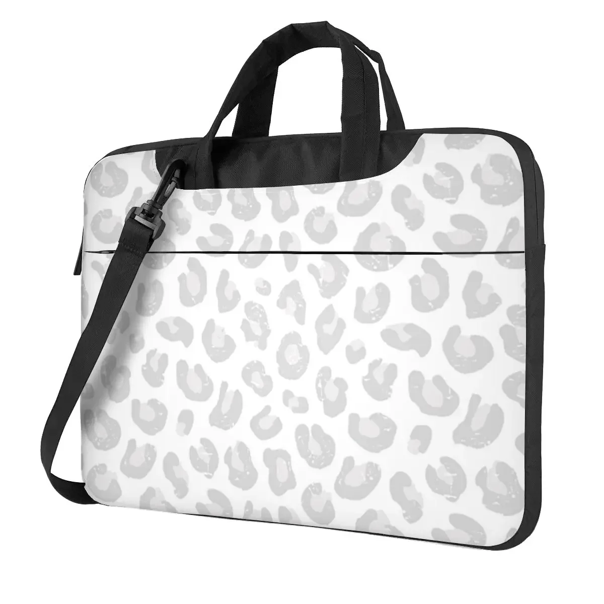 Leopard Print - Silver Gray And White Crossbody Laptop Bag Case Computer Bag 13 14 15.6 Inch Notebook Pouch for Macbook Pro