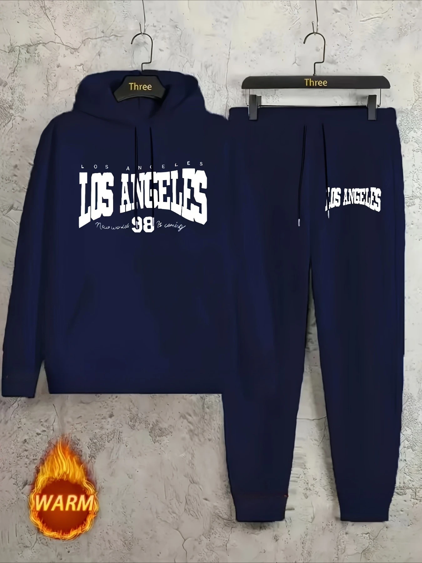 

The 2025 New Los Angeles Letter Print Hoodie & Drawstring Sweatpants Set for Autumn and Winter Warmth