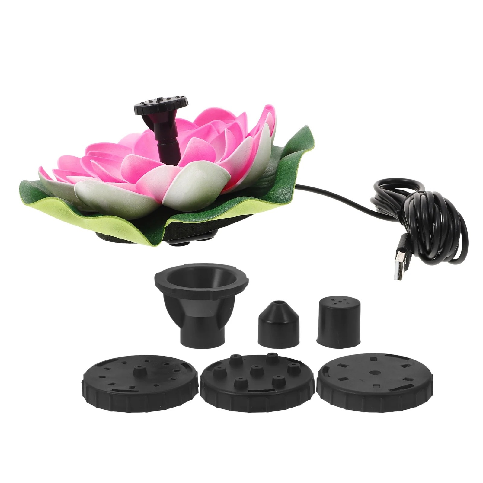 1Set Outdoor Lotus Floating Water Fountain USB Charging Pond Bird Bath Garden Decor Water Feature Pond Fountain