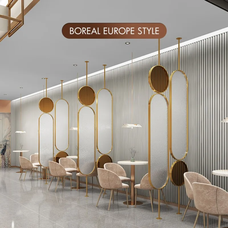 Light luxury Changhong tempered glass screen office beauty salon rotatable partition wall entry entrance living room shelter