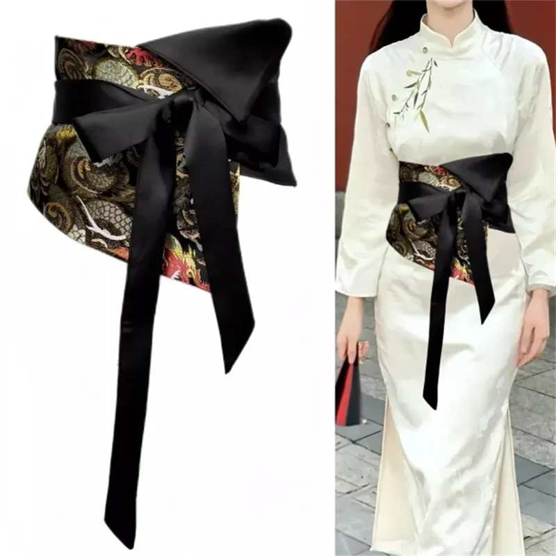 Embroidery Waistband Ladies High-end Chinese Waist Seal Ethnic Retro Triangular Binder Headcloth Accessory Niche Scarf Belt