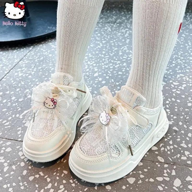 

Kawaii Hello Kitty Sanrio новые дышащие кроссовки принцесса с героями мультфильмов аниме кружевные модные легкие белые туфли спортивные туфли для доски