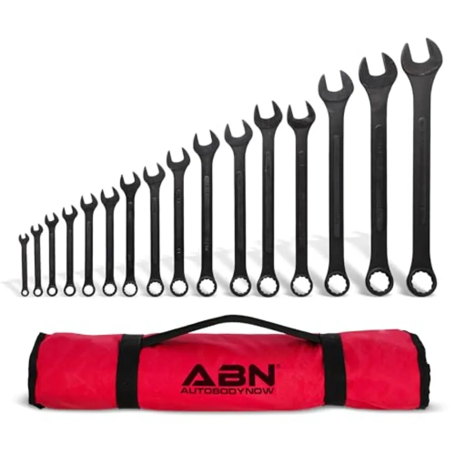 

16-Piece SAE Combination Wrench Set 1/4in to 1-1/4in with Roll Up Pouch in Chrome Vanadium Steel for Automotive Repair and Main