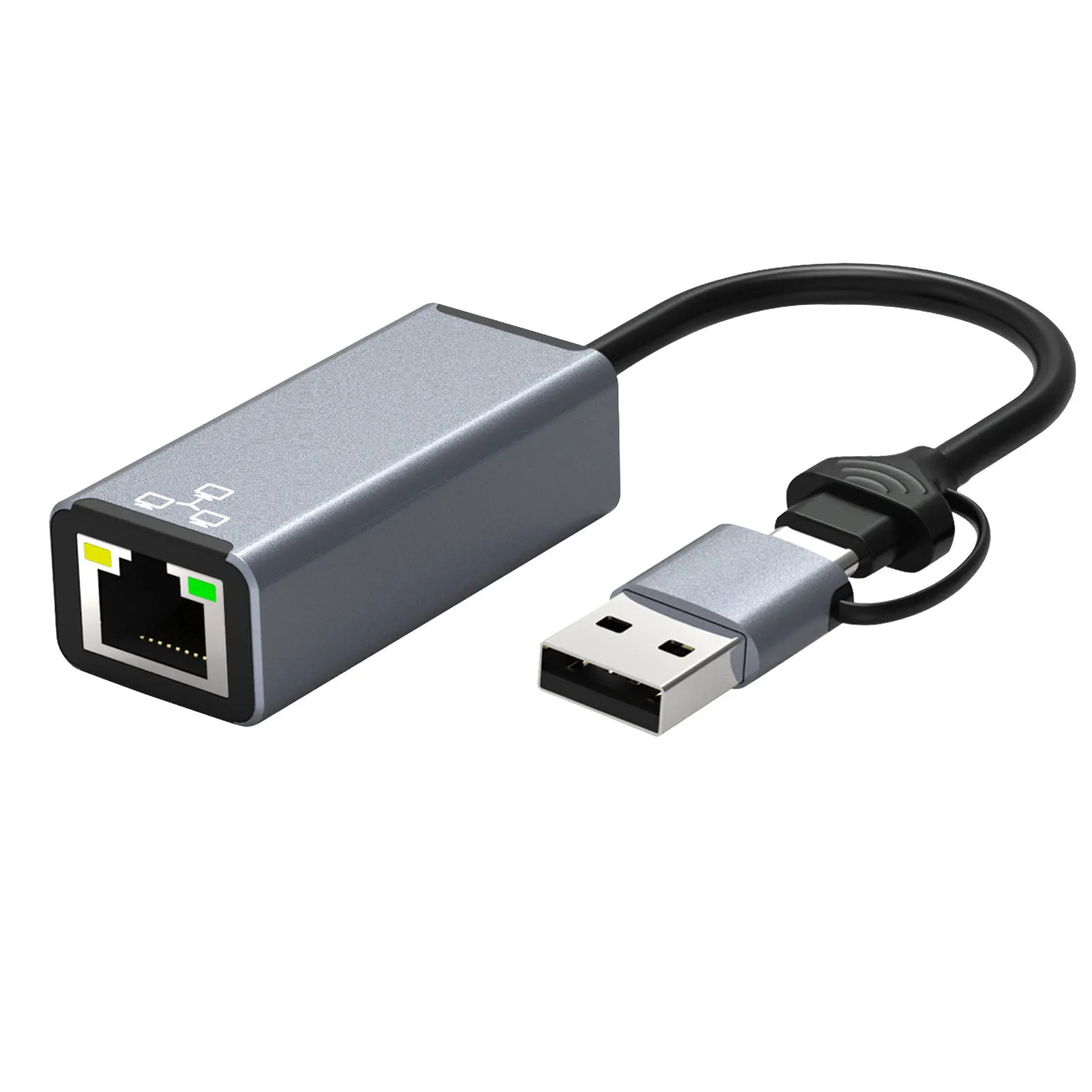 External Ethernet AdapterDrive Converter Smartphone Type-C/USB To RJ45 Aluminum Alloy Lan Network Lightweight 1000Mbps