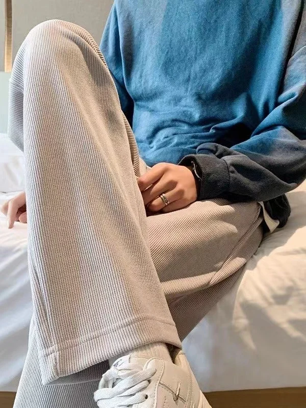 

Вельветовые прямые брюки, мужские свободные длинные повседневные брюки, осень-зима, спортивные брюки, против морщин, полиэфирное волокно