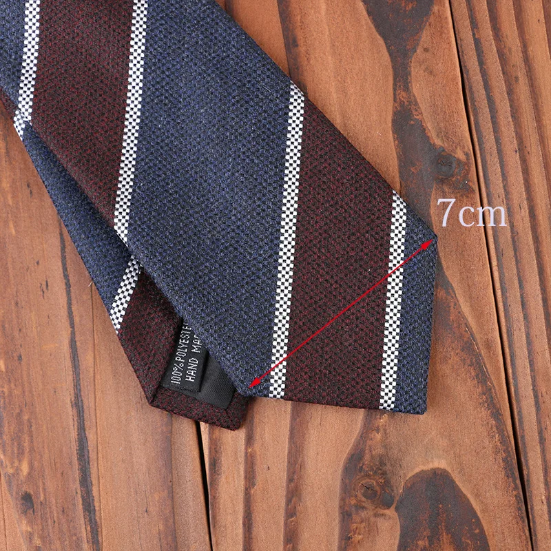 ربطة عنق رجال الأعمال 7 سم من القطن والبوليستر المنسوج يدويًا ربطة عنق مخططة بلون سادة موضة احترافية رسمية للرجال