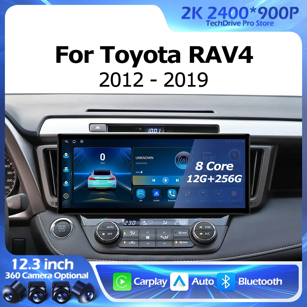

Android Auto GPS 2400*900P 12,3 дюйма для Toyota RAV4 XA40 2012-2019 мультимедийный плейер стерео WIFI Bluetooth беспроводной Carplay DSP